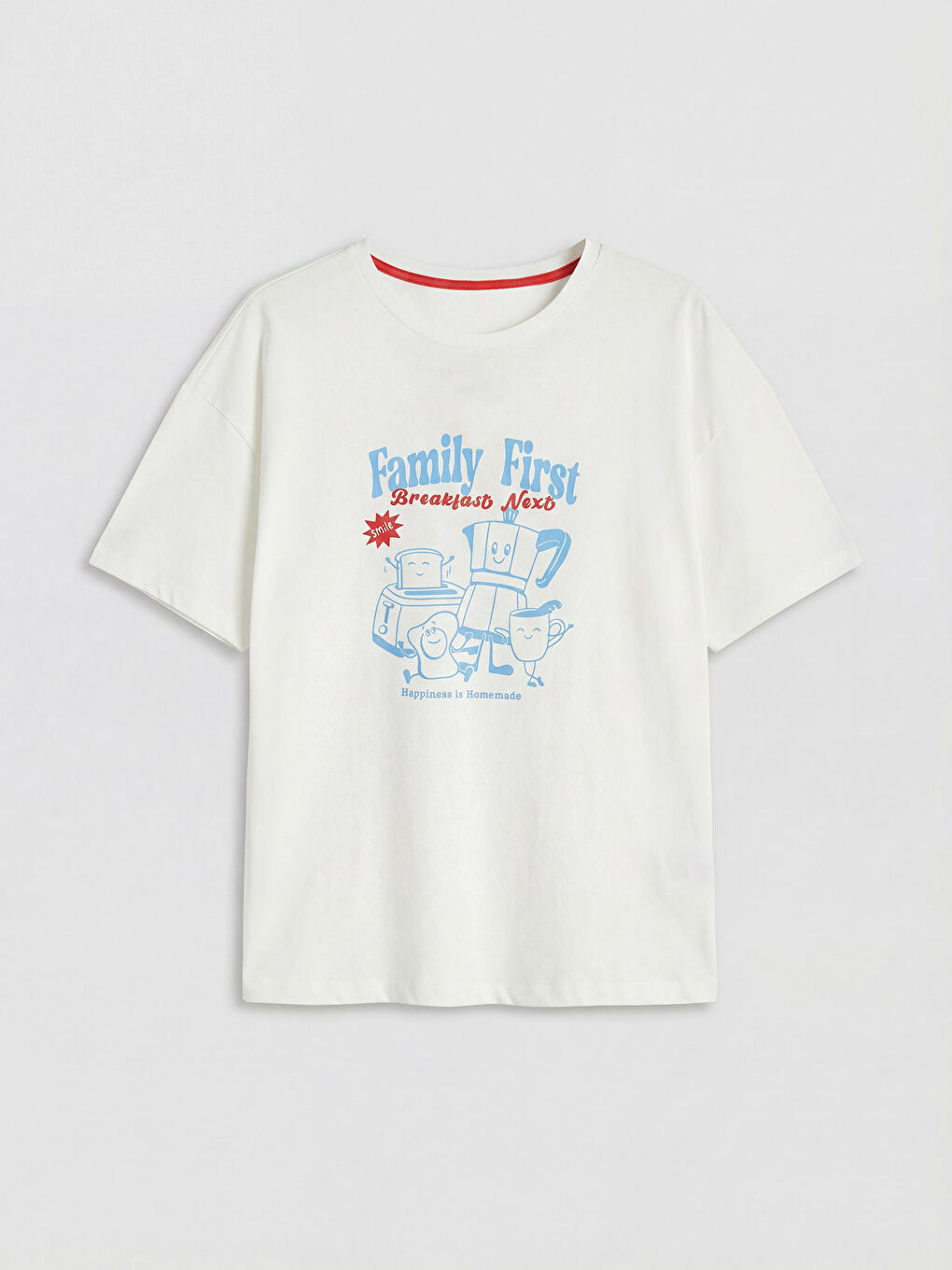 Mavi Bisiklet Yaka Baskılı Kadın Şortlu Pijama Takımı-1