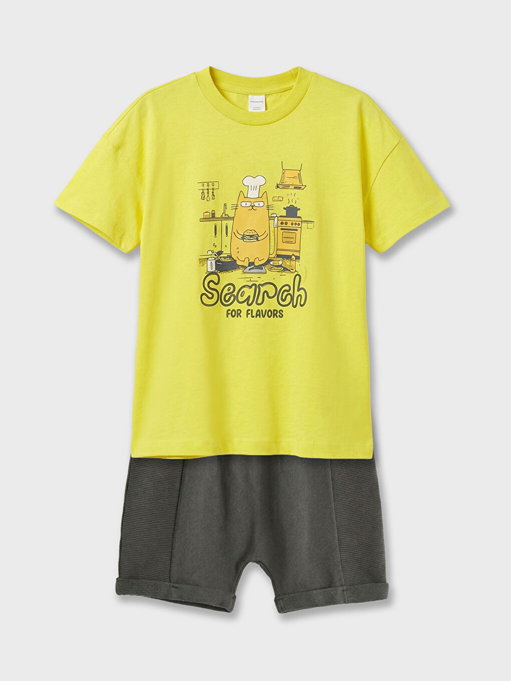 Sarı Baskılı Erkek Bebek Tişört ve Şort