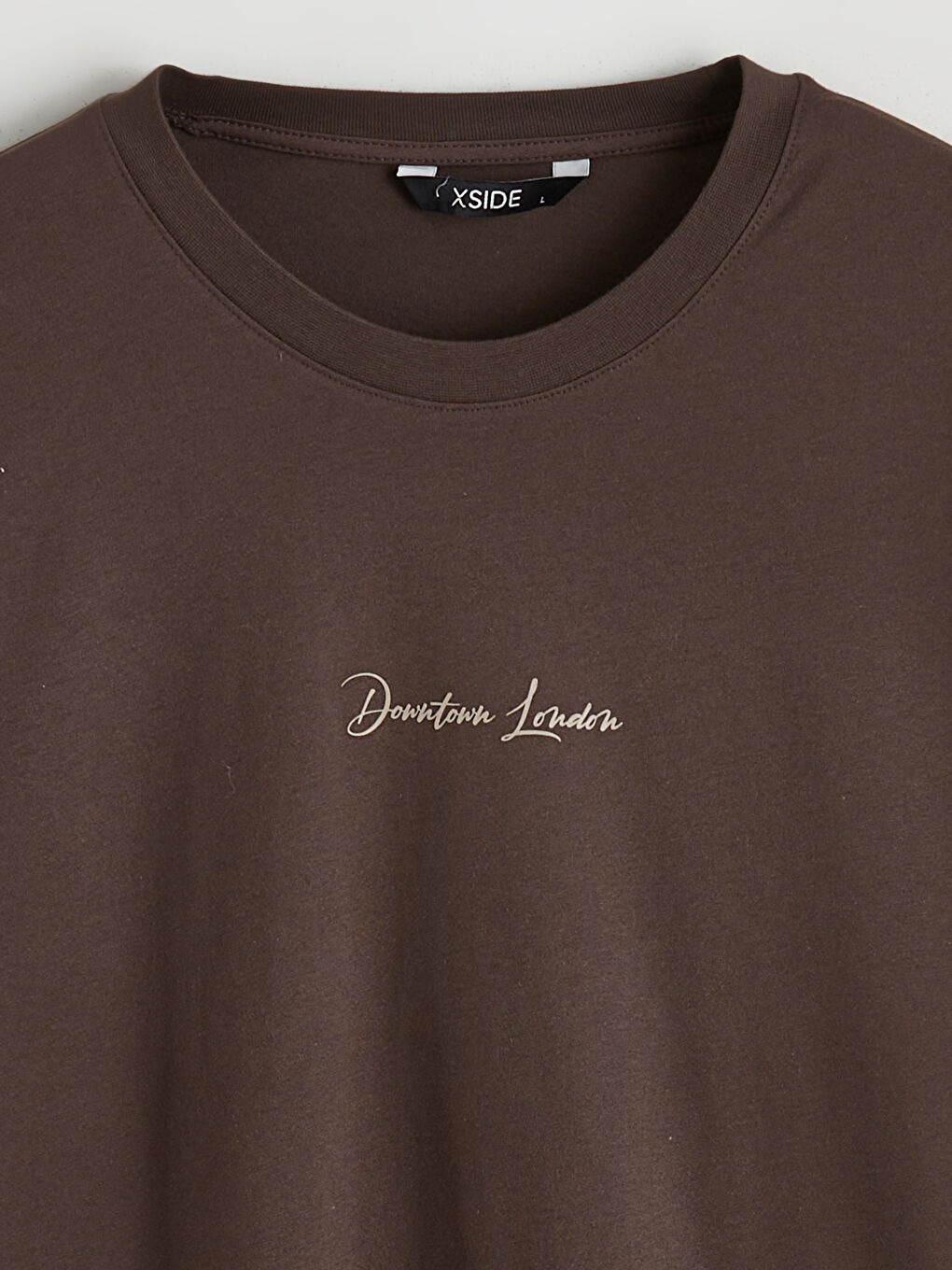 Kahverengi Bisiklet Yaka Baskılı Penye Erkek Tişört-5