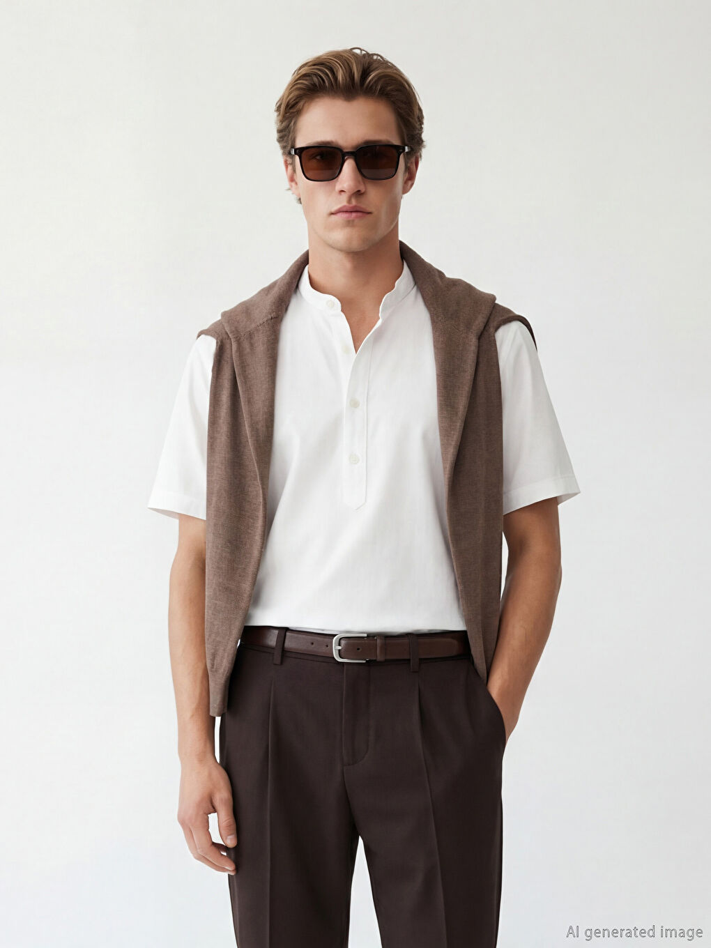 Regular Fit Grandad Collar Men's Shirt