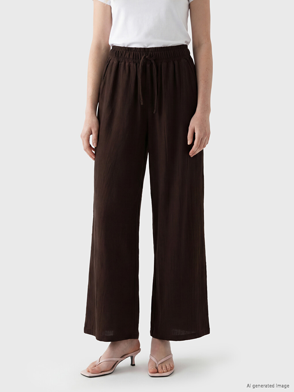 Elastic Waist Wide Leg Women's Trousers-1