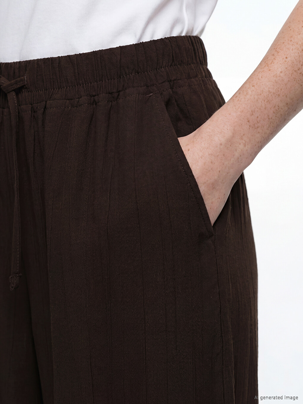 Elastic Waist Wide Leg Women's Trousers-2