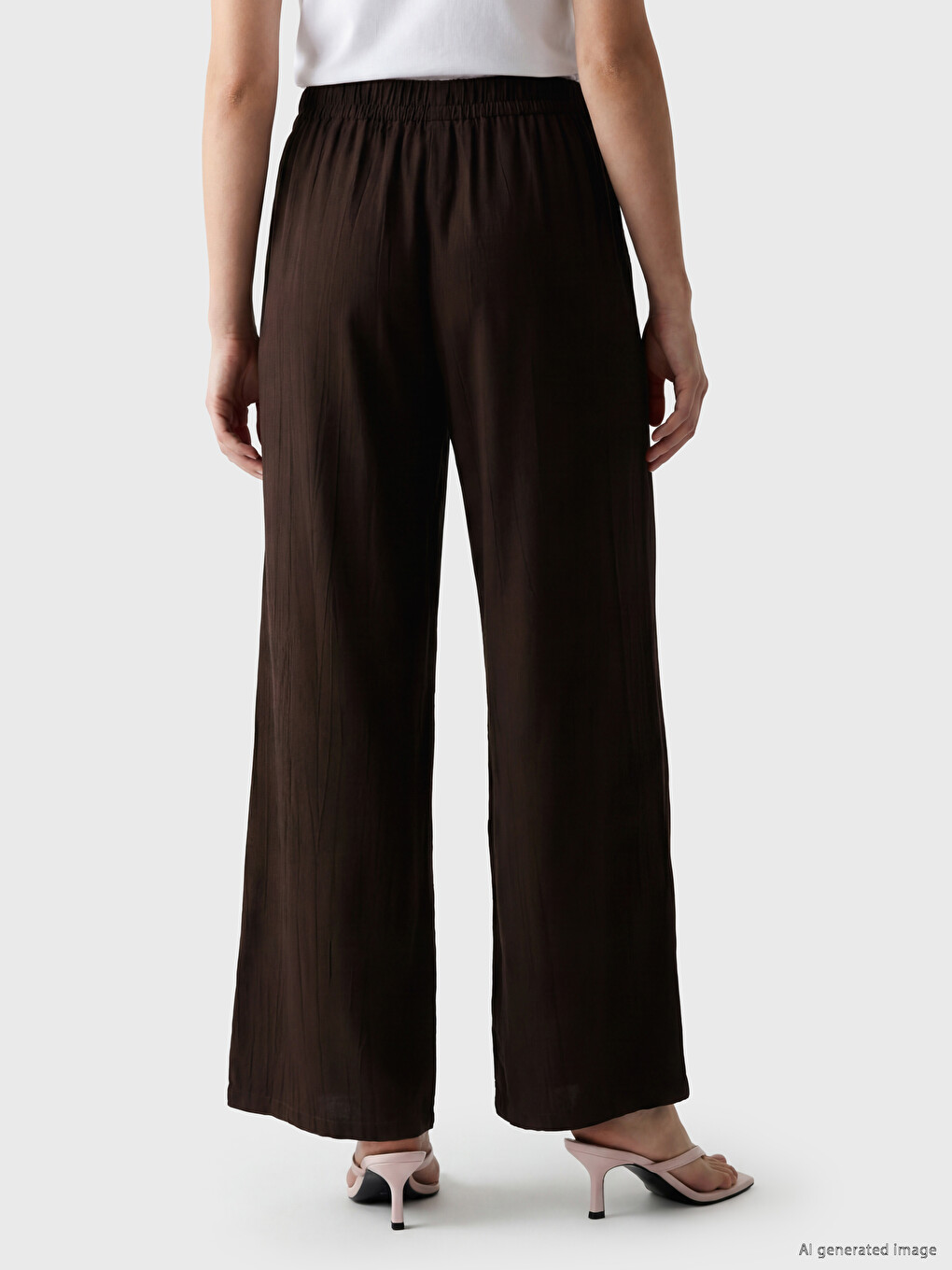 Elastic Waist Wide Leg Women's Trousers-3