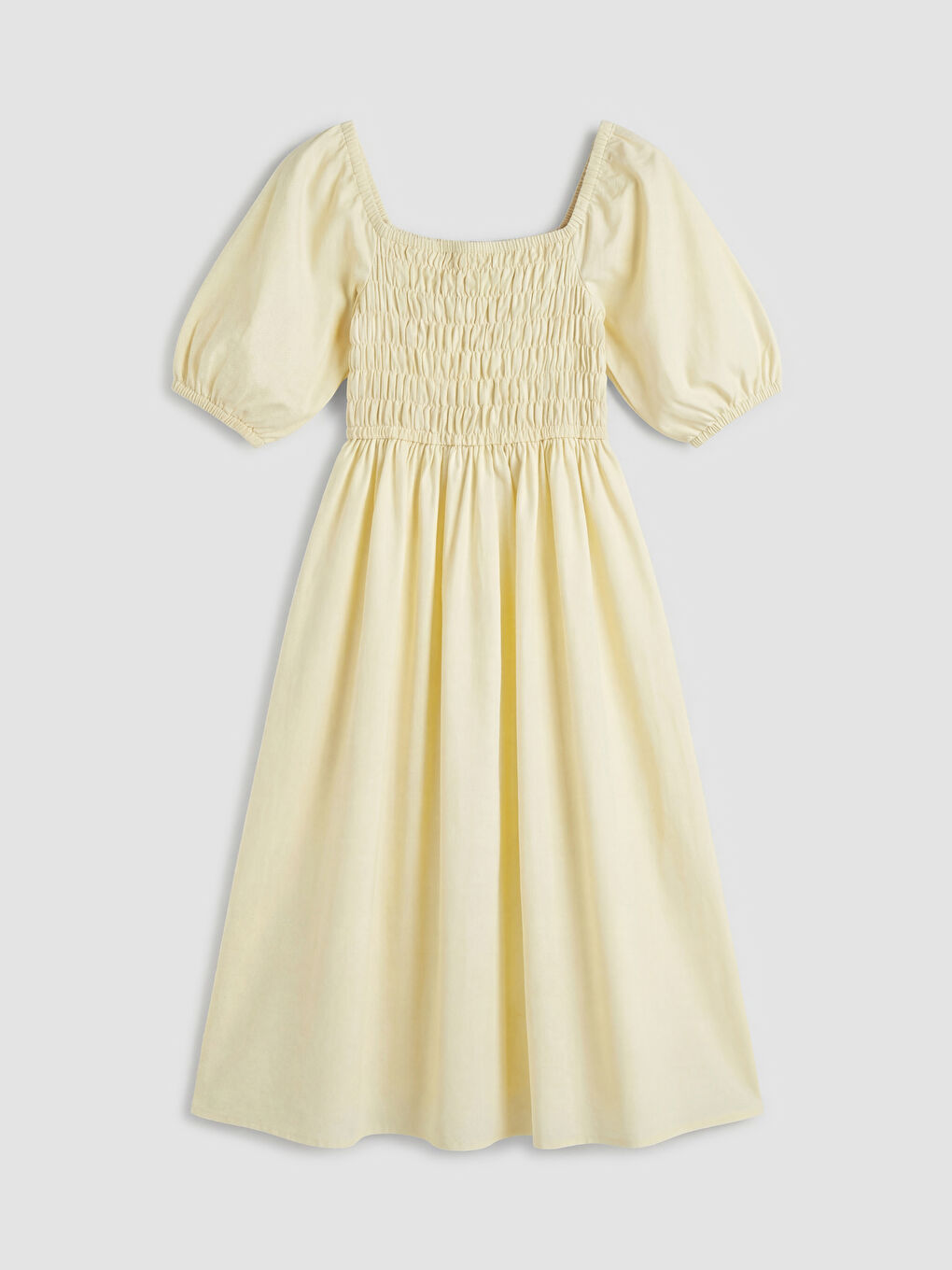 Women's Square Neck Puff Sleeve Flared Dress-1