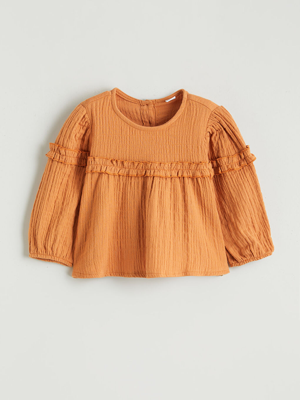 Turuncu Kız Çocuk Düz Dokulu Bluz
