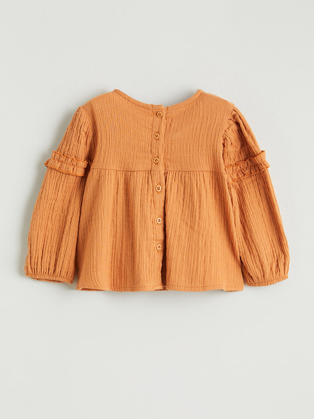 Turuncu Kız Çocuk Düz Dokulu Bluz-1