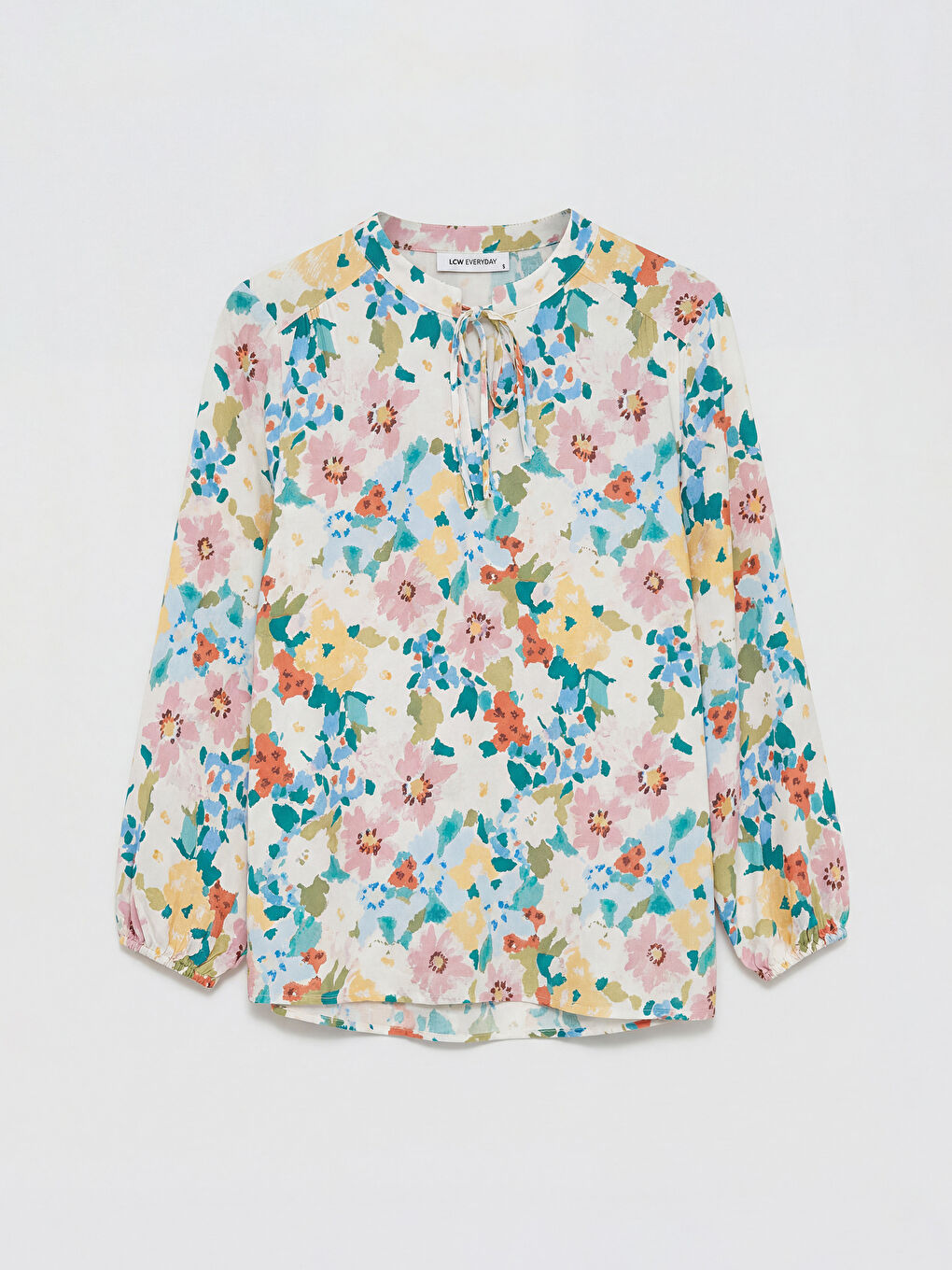 بلوزة نسائية مزينة بربطة عنق مزهرة-3