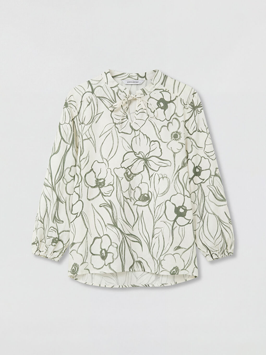 بلوزة نسائية مزينة بربطة عنق مزهرة-4