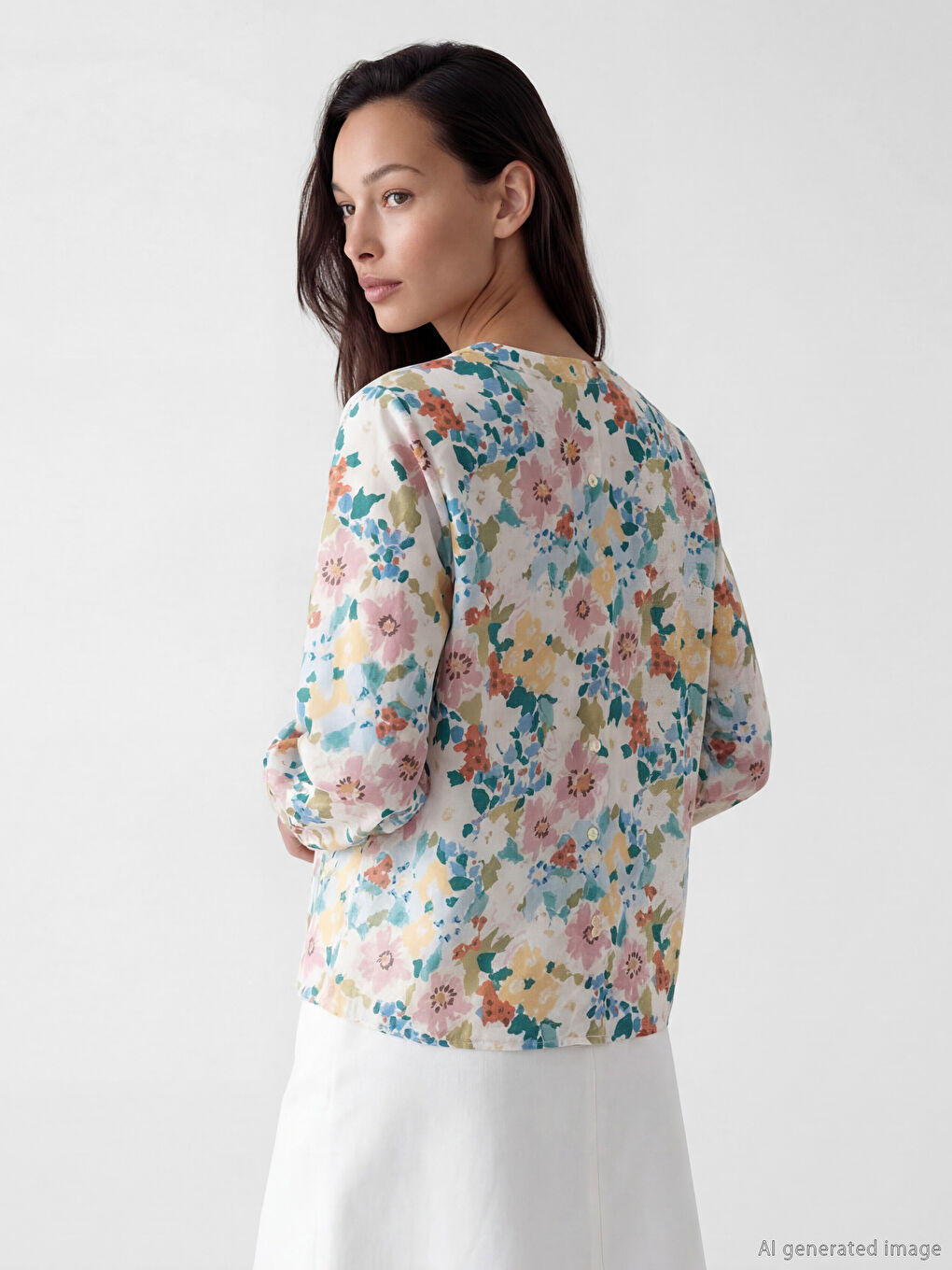 بلوزة نسائية مزينة بربطة عنق مزهرة-2