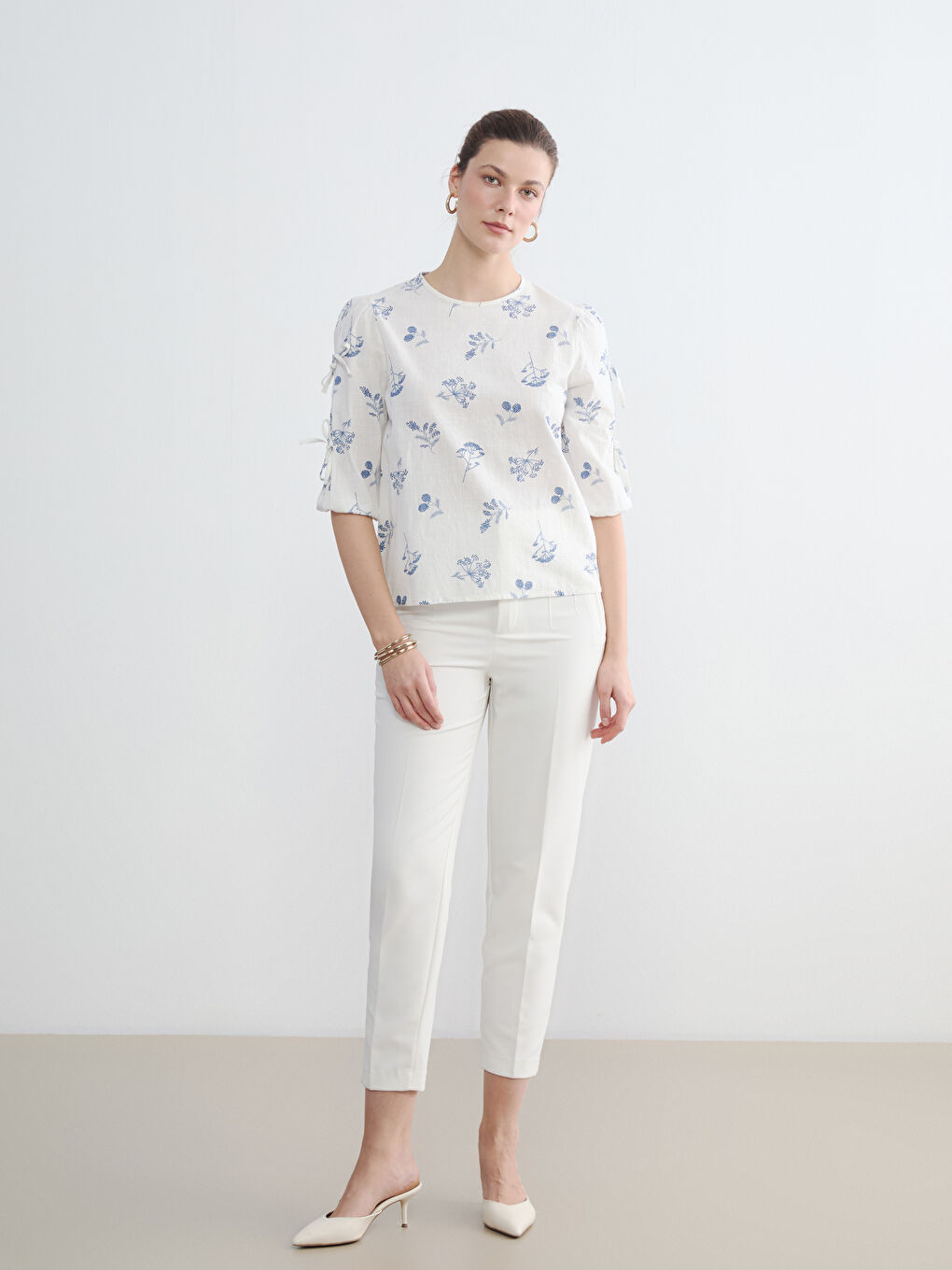 Floral Blouse with Ties-1