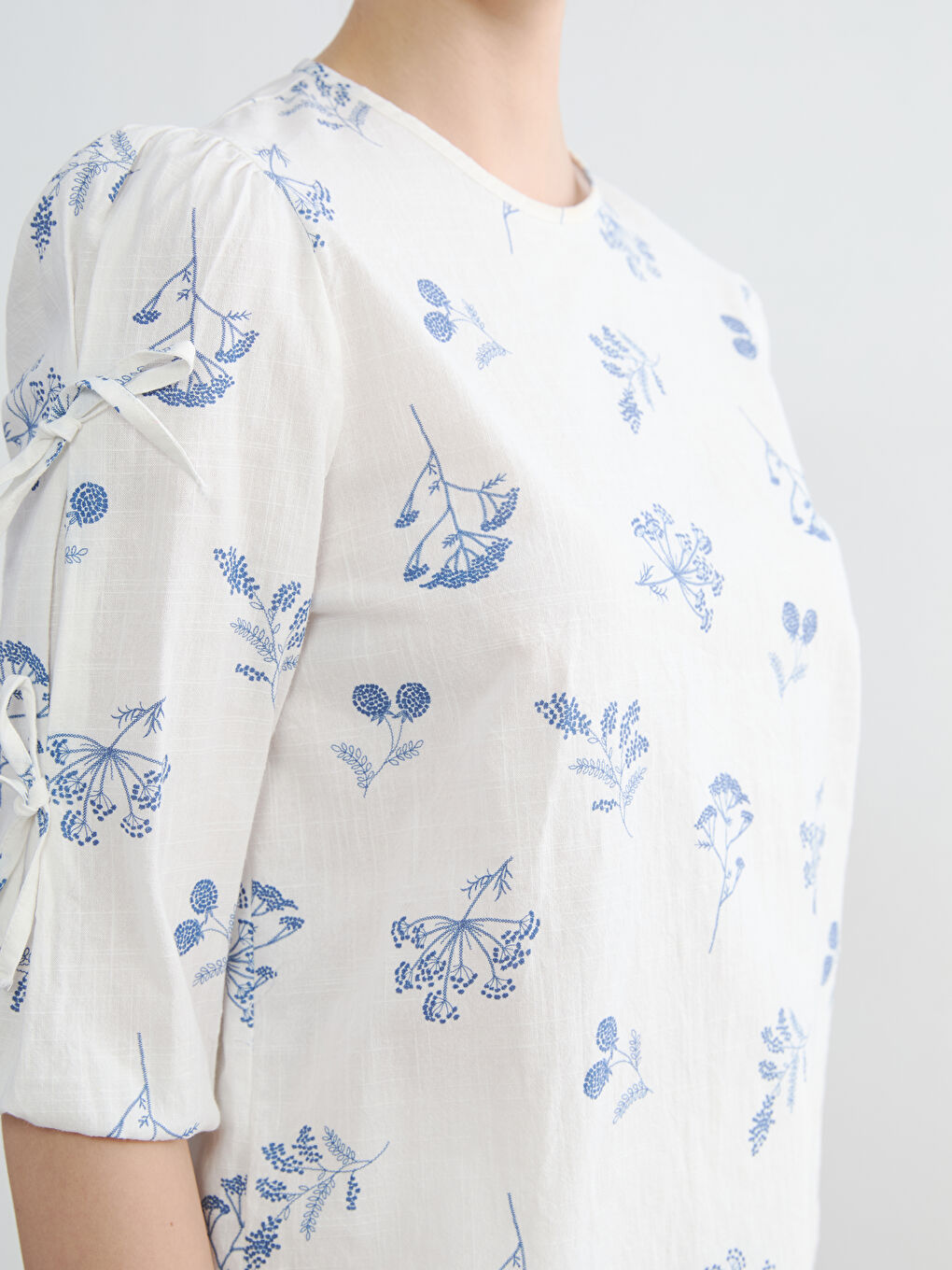 Floral Blouse with Ties-2