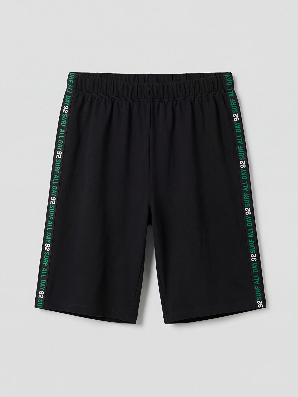Yeşil Bisiklet Yaka Erkek Çocuk Şortlu Pijama Takımı-3
