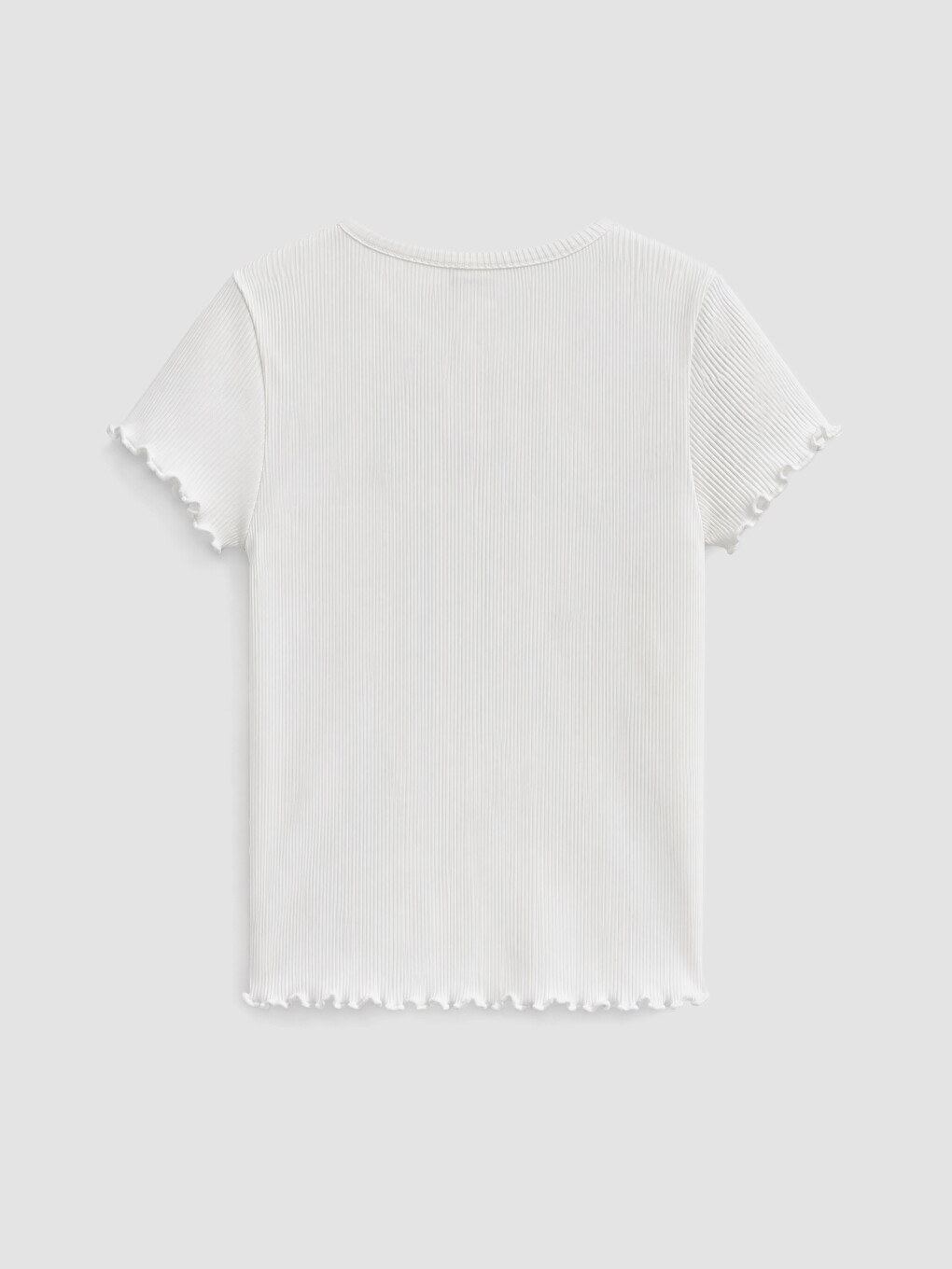 Crew Neck Embroidered Girls' Ruffled T-shirt-1