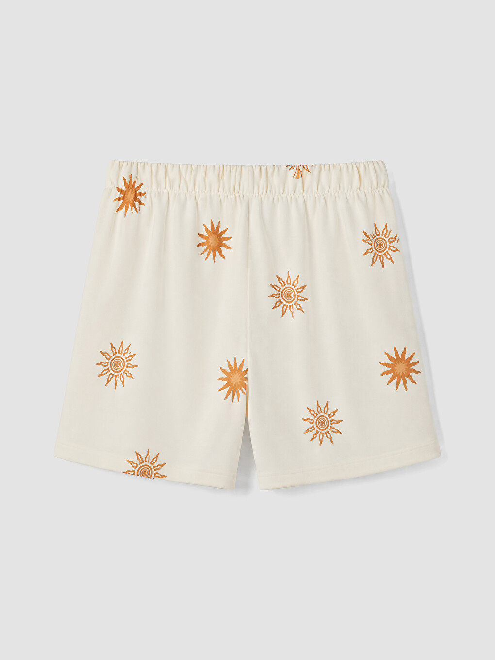 Ekru Güneş Baskılı Kadın Şort Pijama Altı-1