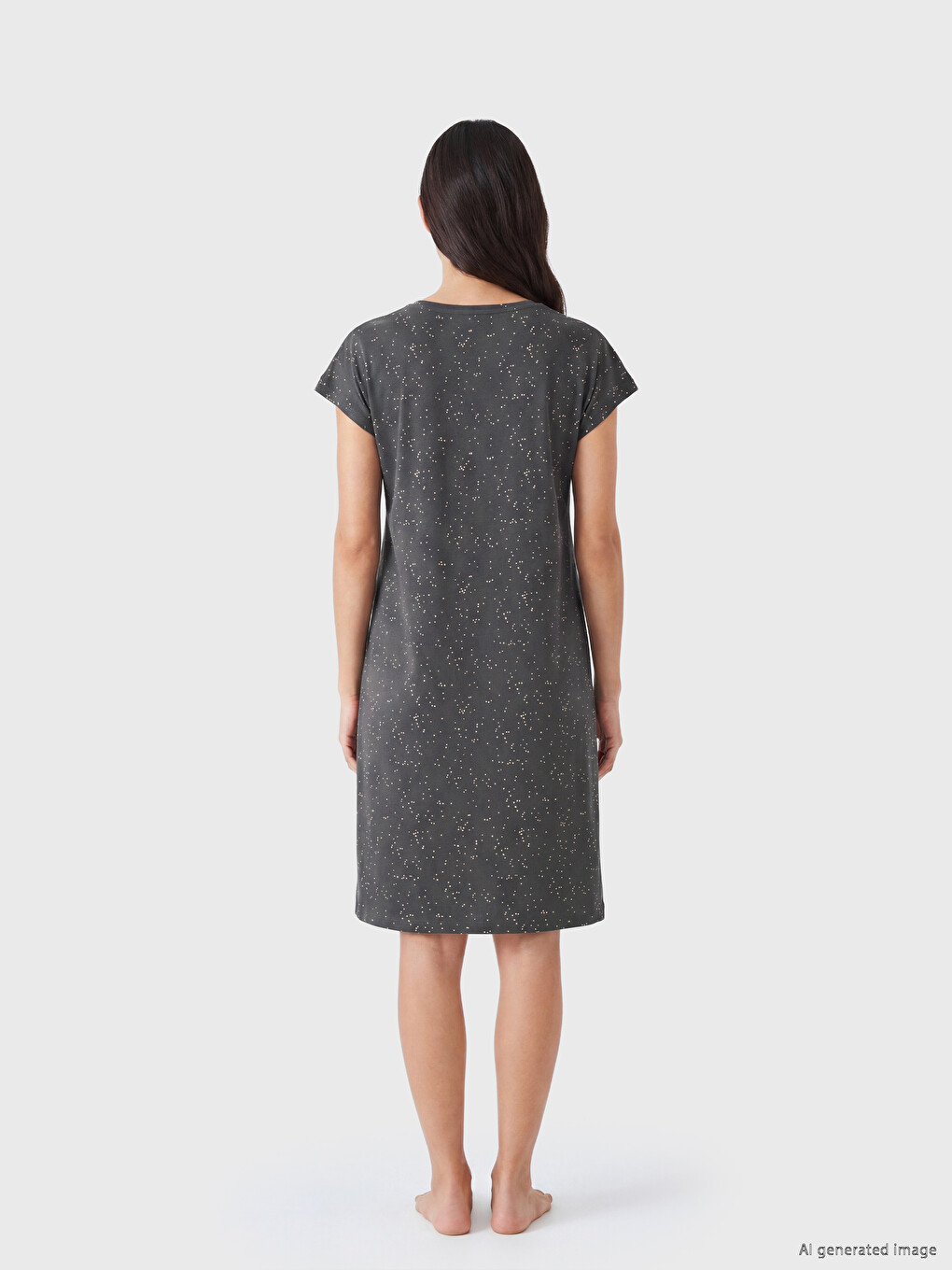 V Neck Patterned Women's Nightdress-3
