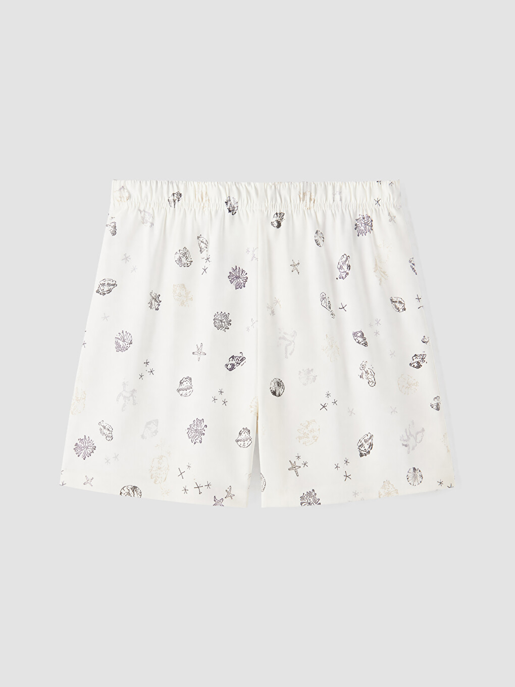 Ekru Desenli Kadın Şort Pijama Alt-2