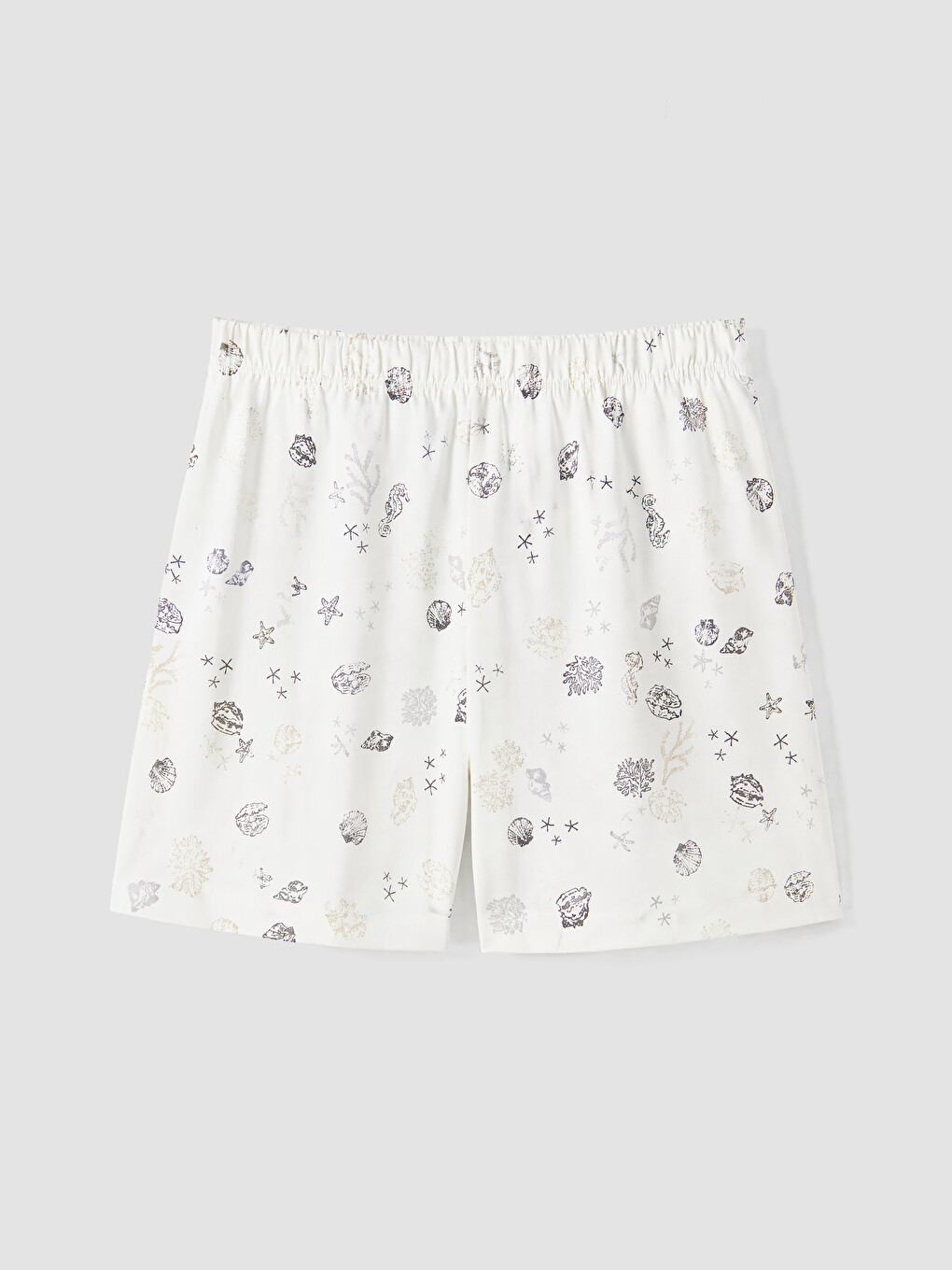 Ekru Desenli Kadın Şort Pijama Alt