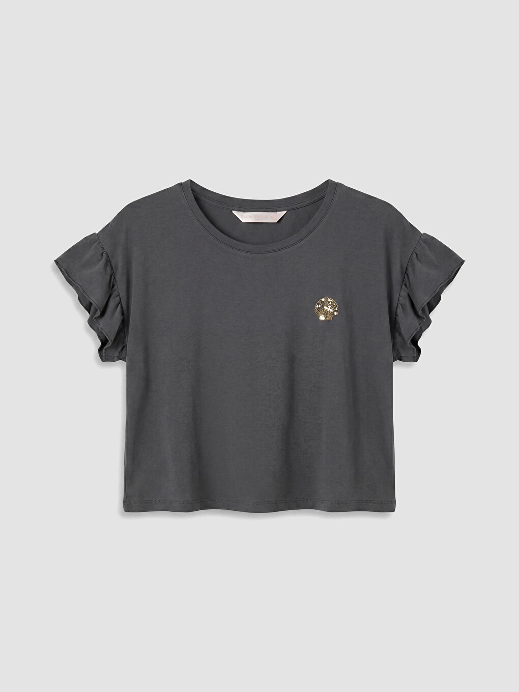 Gri Bisiklet Yaka Kadın Şortlu Pijama Takımı-1