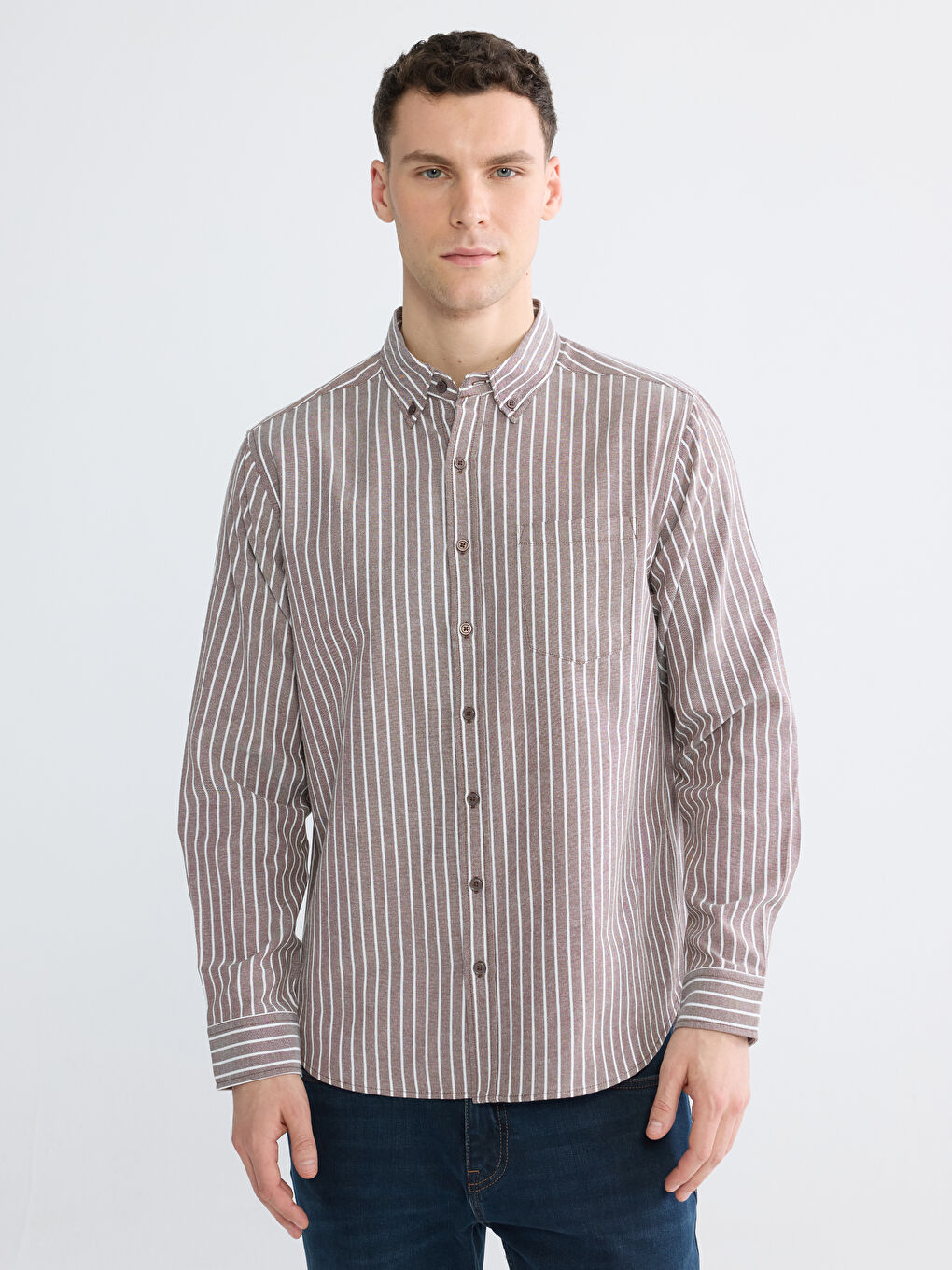Regular Fit Striped Oxford Men's Shirt