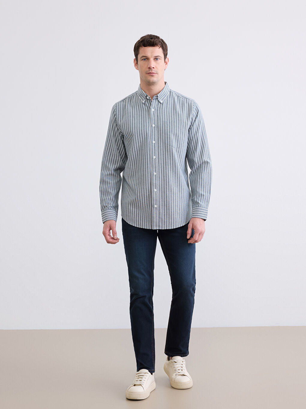 Мужчины Хаки Рубашка-1