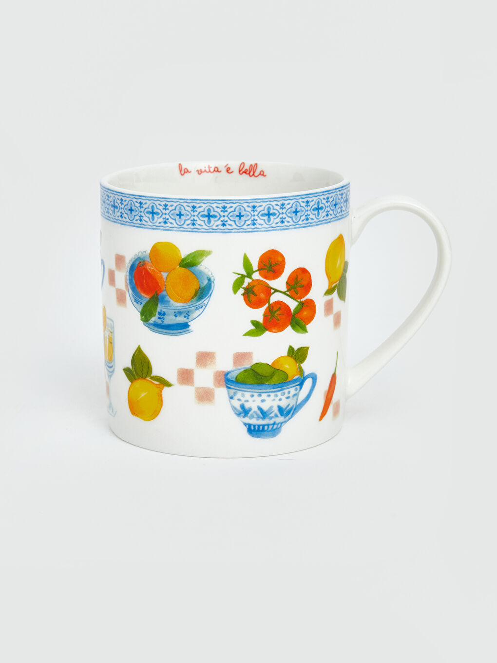 Karışık Sloganlı ve Desenli Porselen Kupa