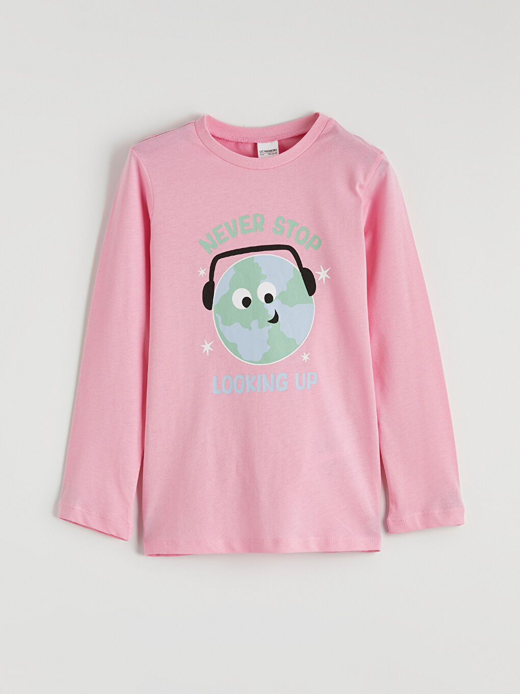 Pembe Bisiklet Yaka Baskılı Kız Çocuk Pijama Takımı-1