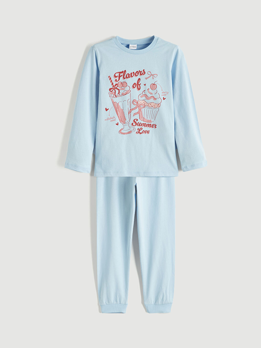 Mavi Baskılı Kız Çocuk Pijama Takım