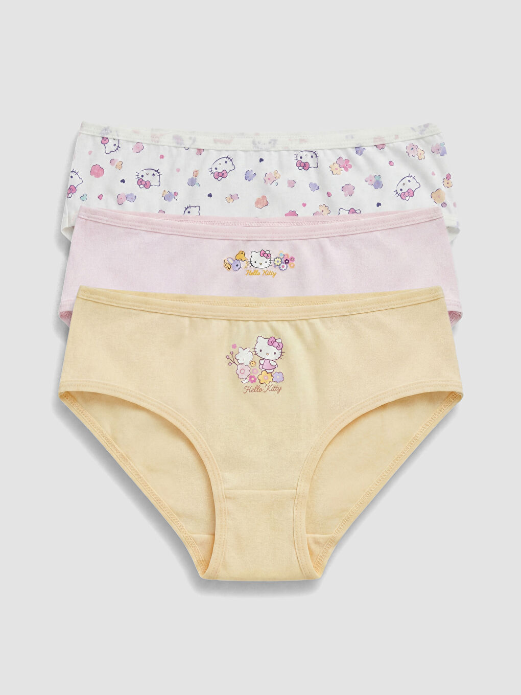 Ekru Hello Kitty Baskılı Kız Çocuk Külot 3'lü-5
