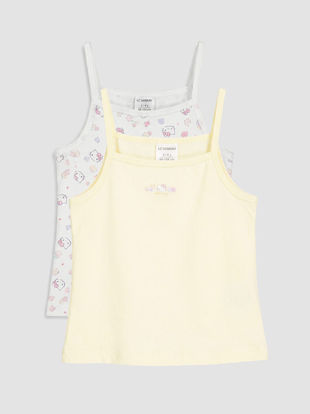 Ekru Hello Kitty Baskılı İp Askılı Kız Çocuk Atlet 2'li