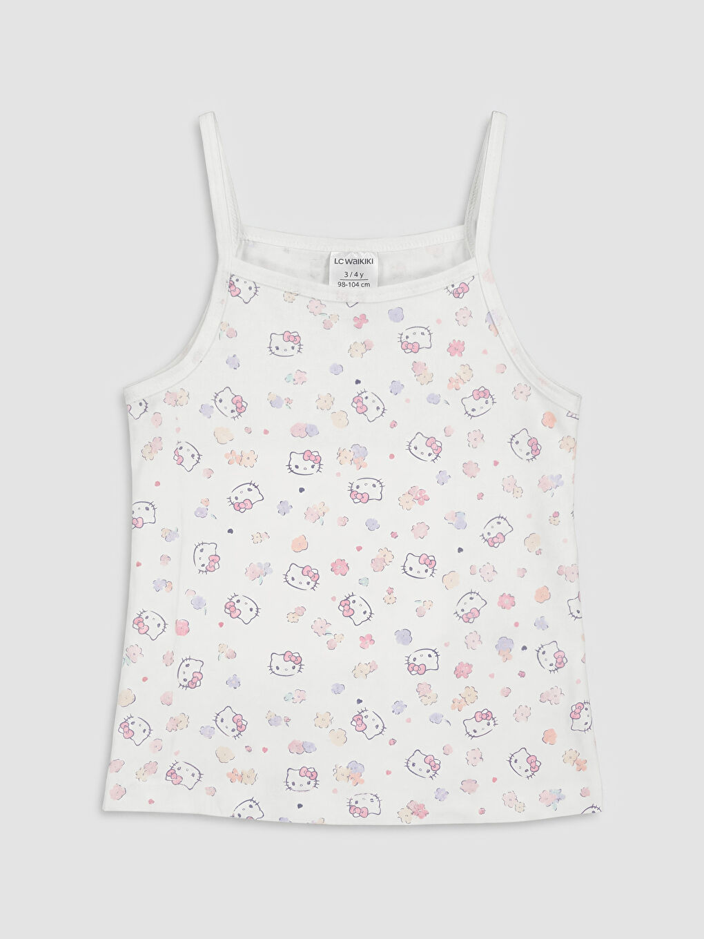 Ekru Hello Kitty Baskılı İp Askılı Kız Çocuk Atlet 2'li-1