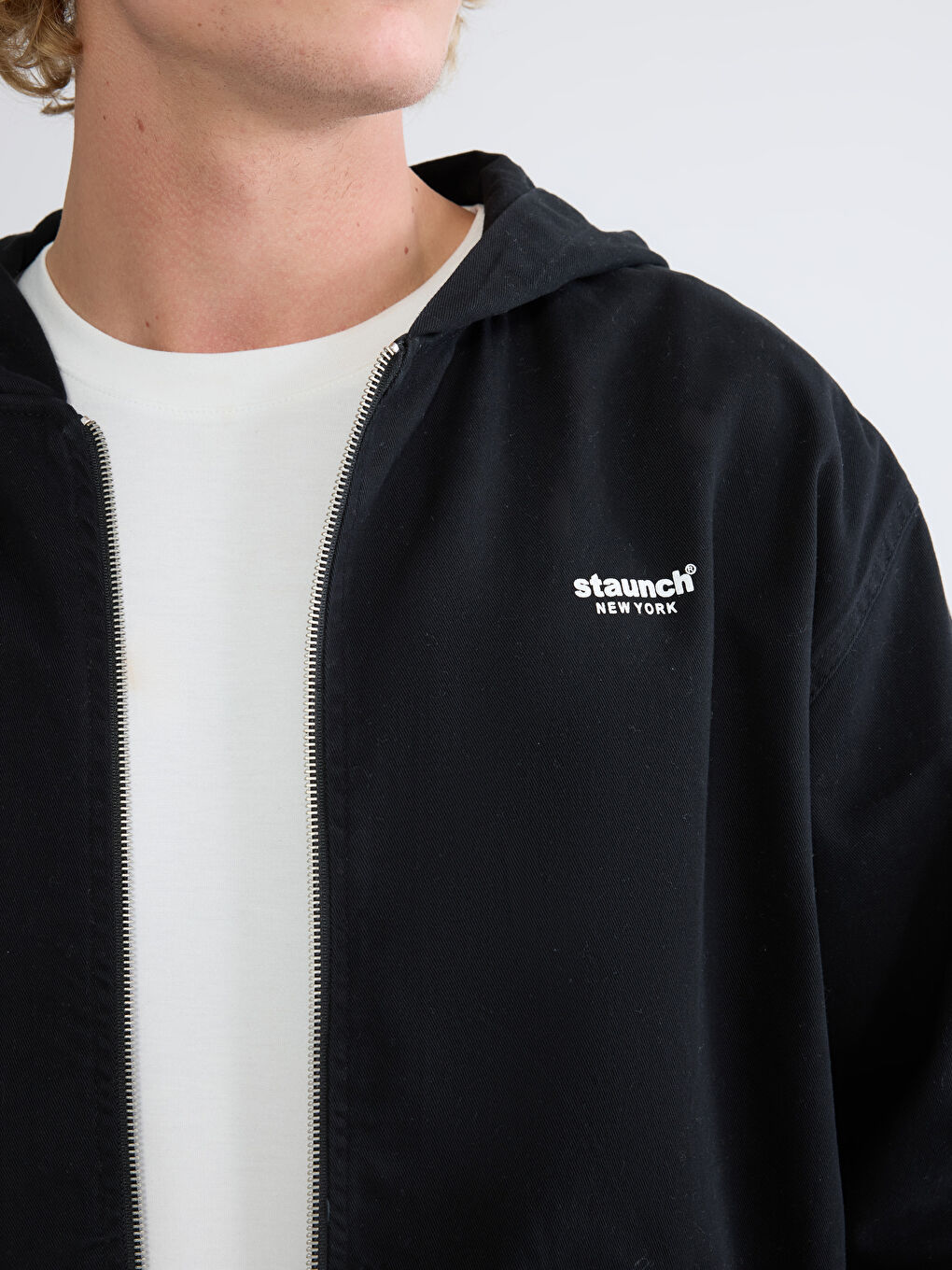 Siyah Loose Fit Erkek Jean Ceket-2