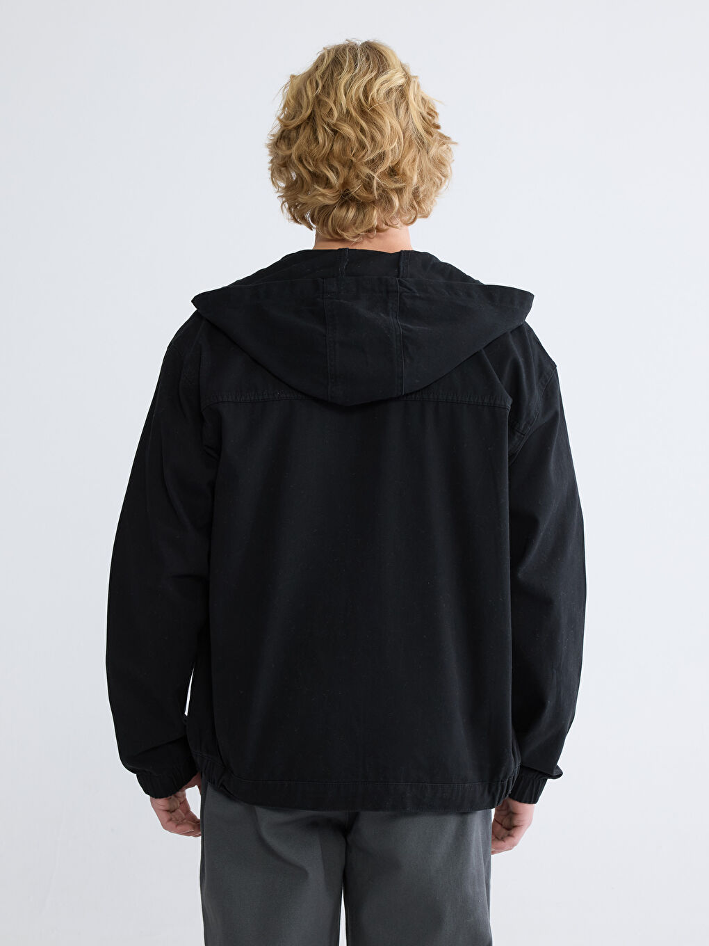 Siyah Loose Fit Erkek Jean Ceket-3