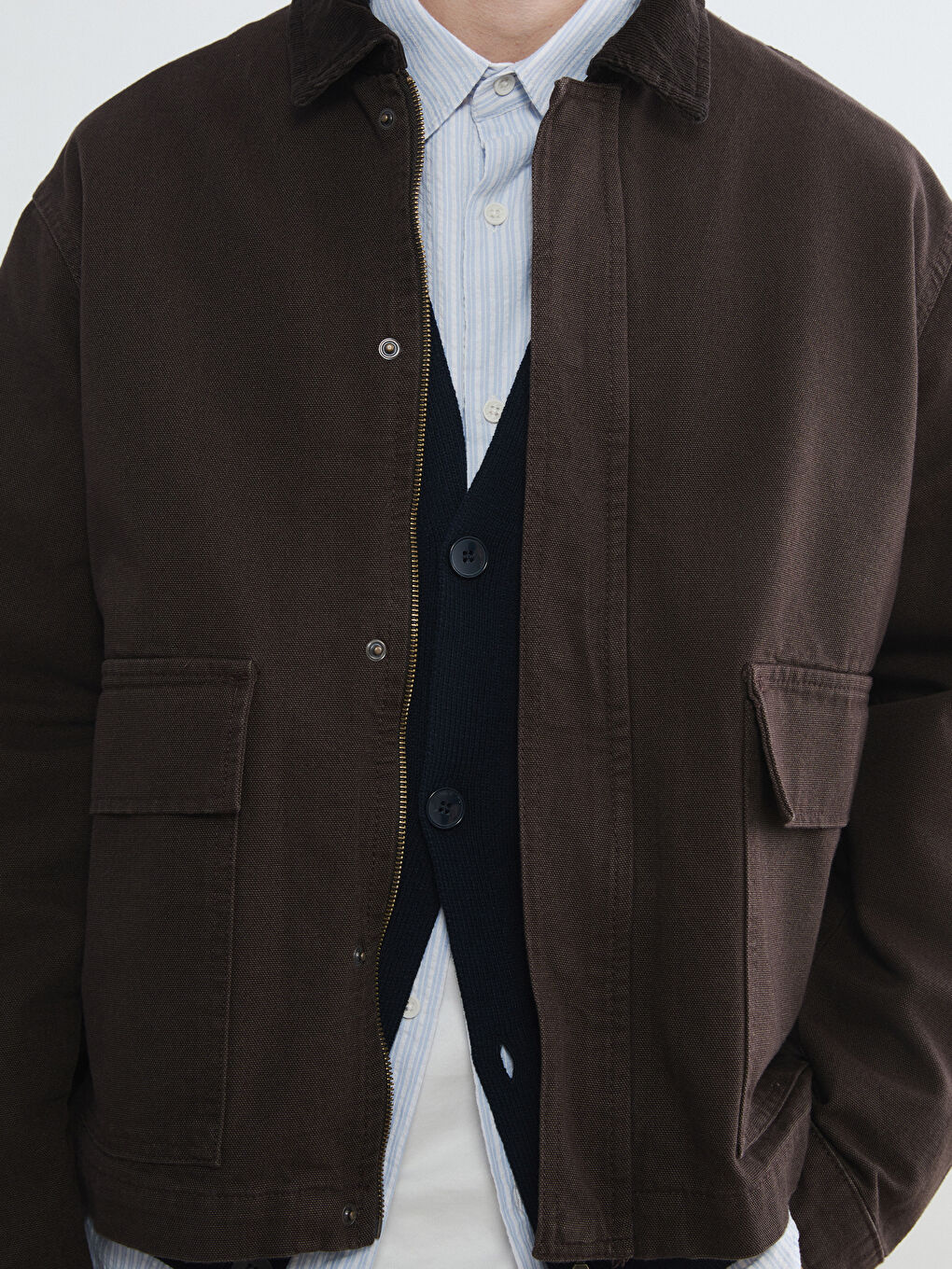 Kahverengi Loose Fit Erkek Jean Ceket-2