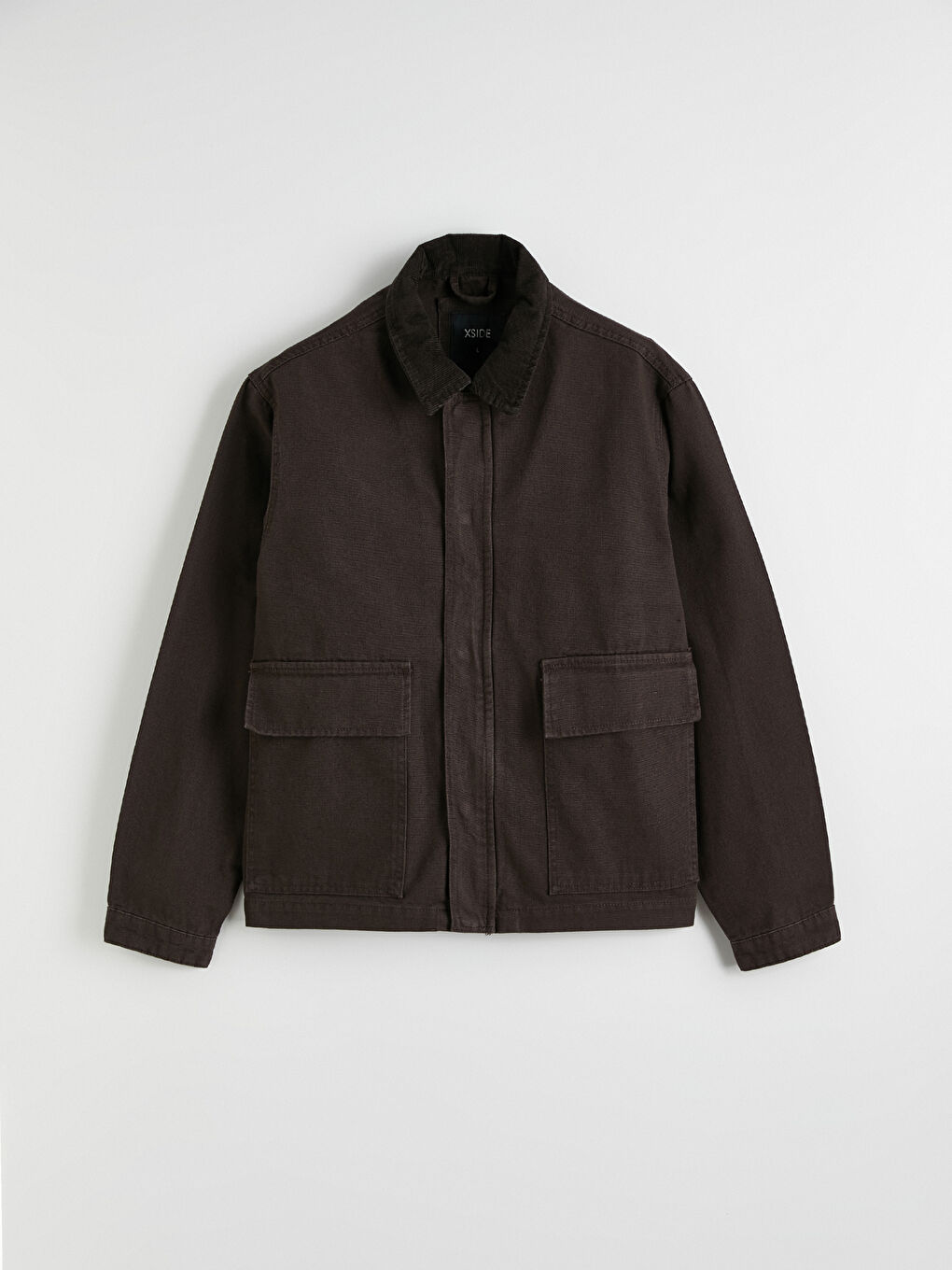 Kahverengi Loose Fit Erkek Jean Ceket-4