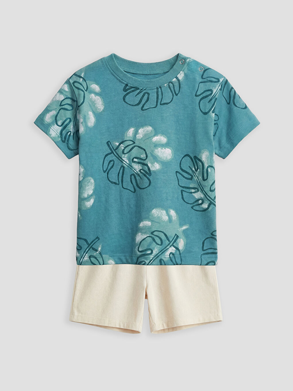 Leaf Patterned Baby Boys' T-Shirt and Shorts