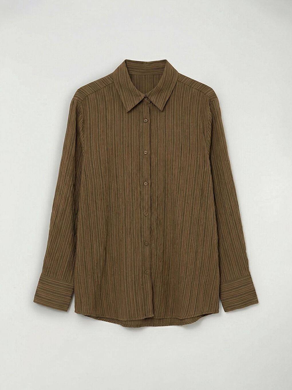 Kahverengi Çizgili Kadın Gömlek