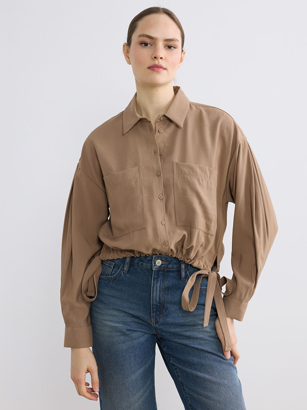 Lace-up Oversize Women's Shirt