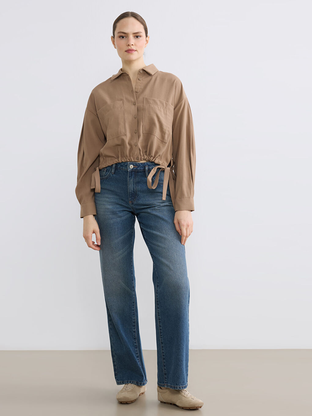 Lace-up Oversize Women's Shirt-1