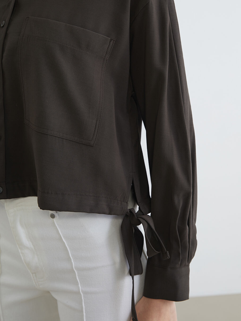 Lace-Up Oversized Women's Shirt-3