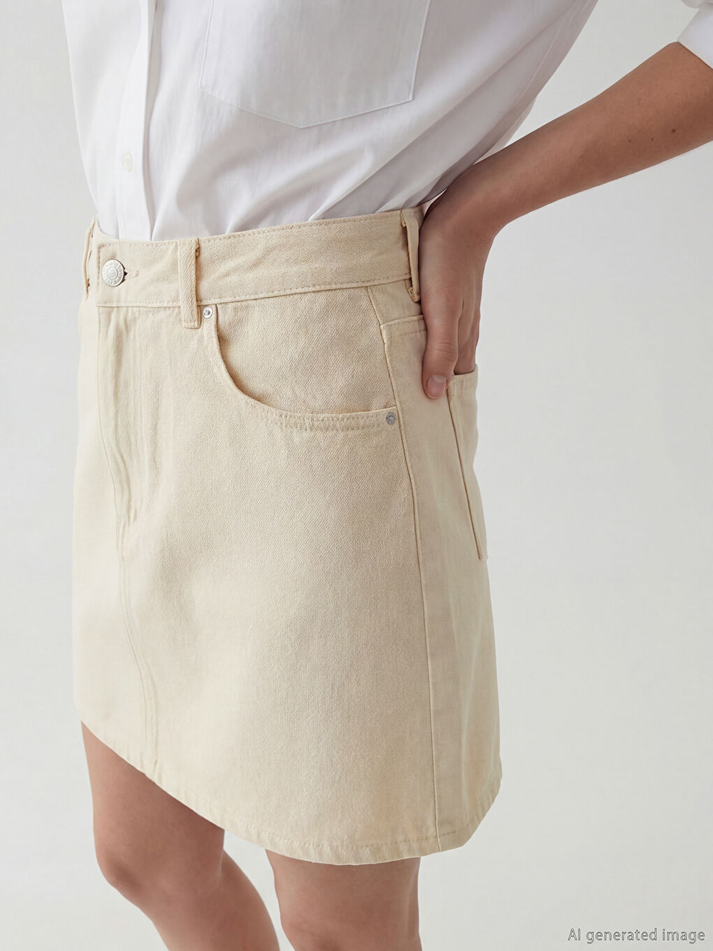 Woman ECRU Denim Skirt-2