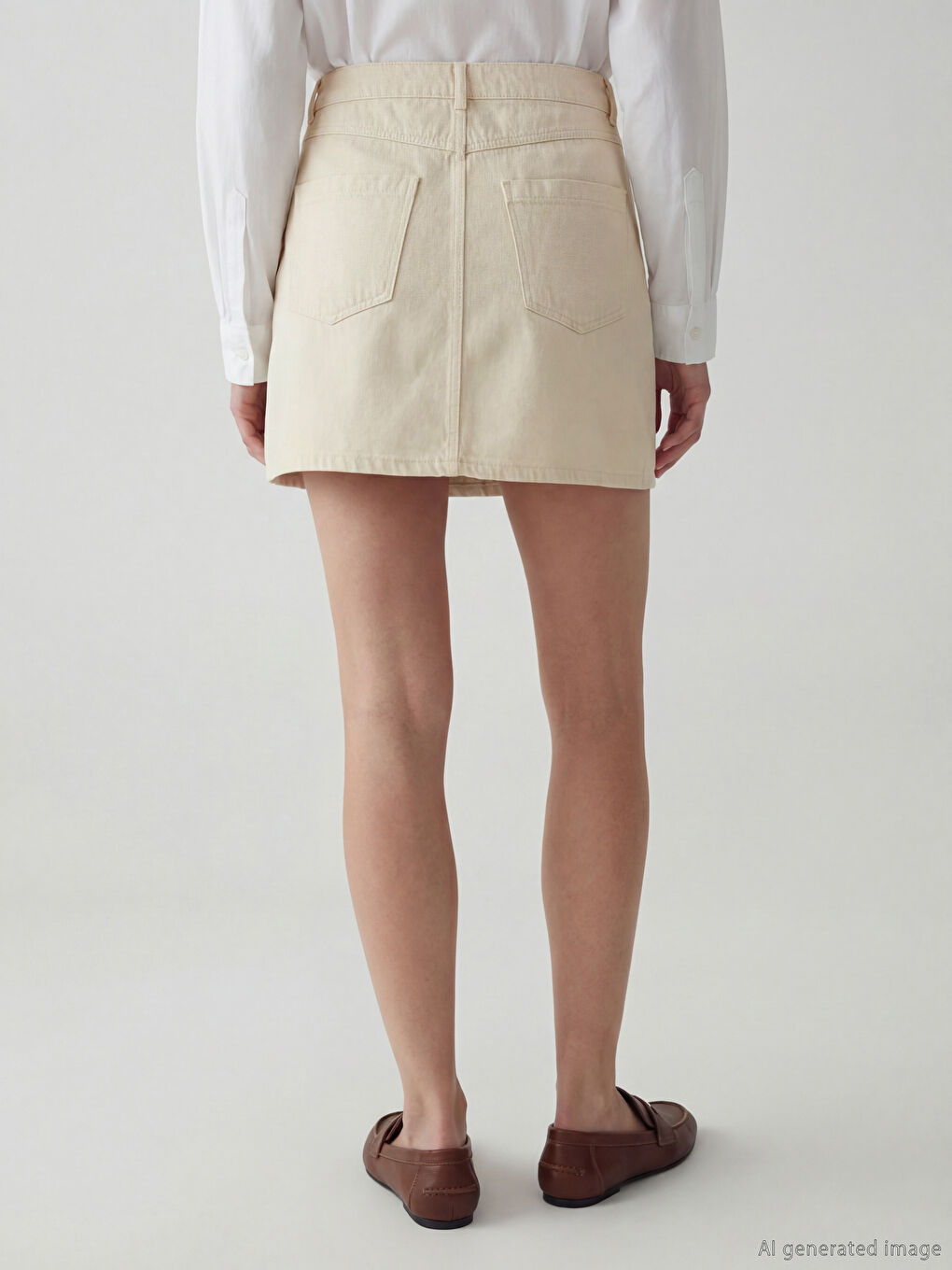 Woman ECRU Denim Skirt-3