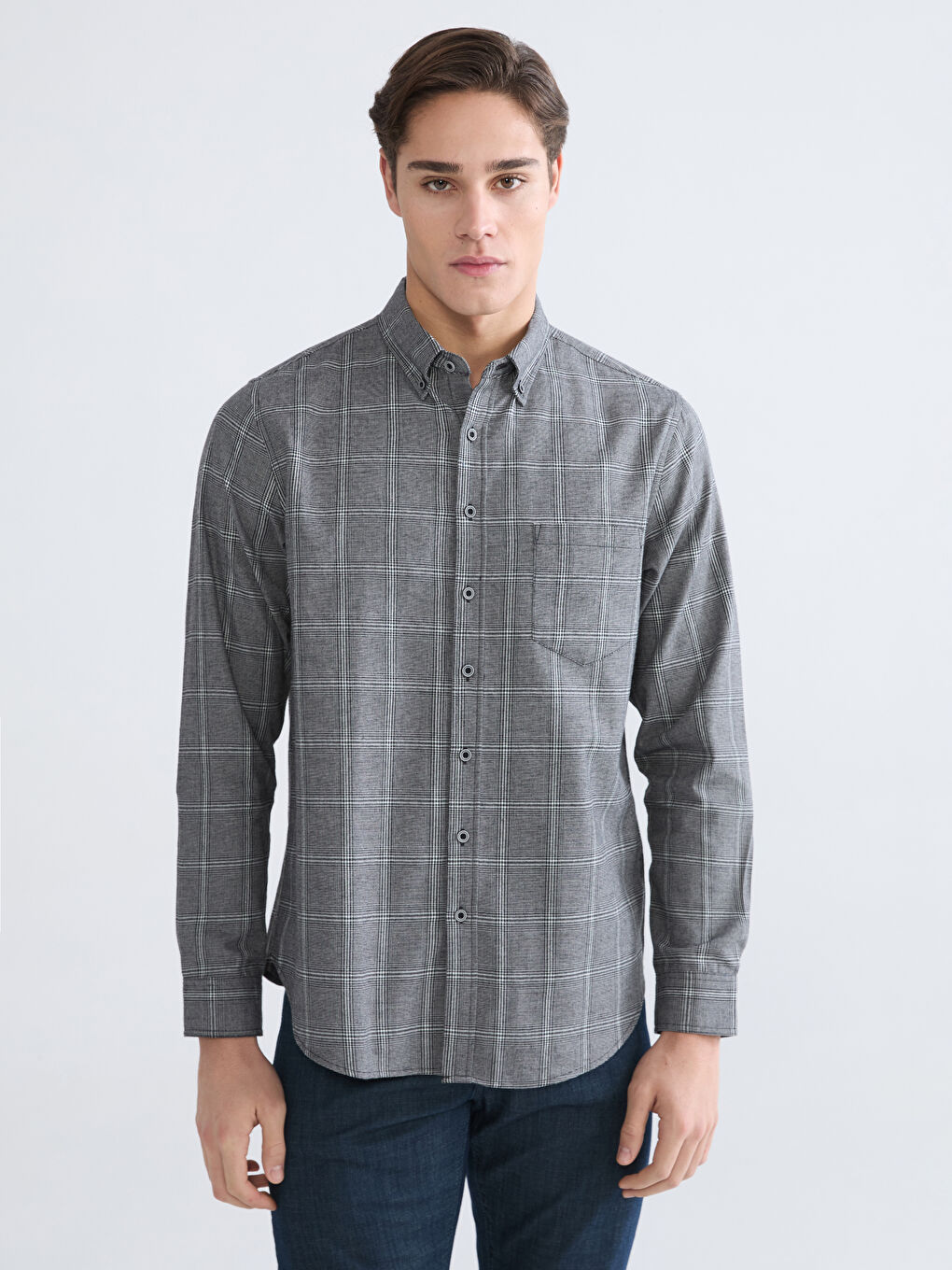 Regular Fit Plaid Shirt for Men