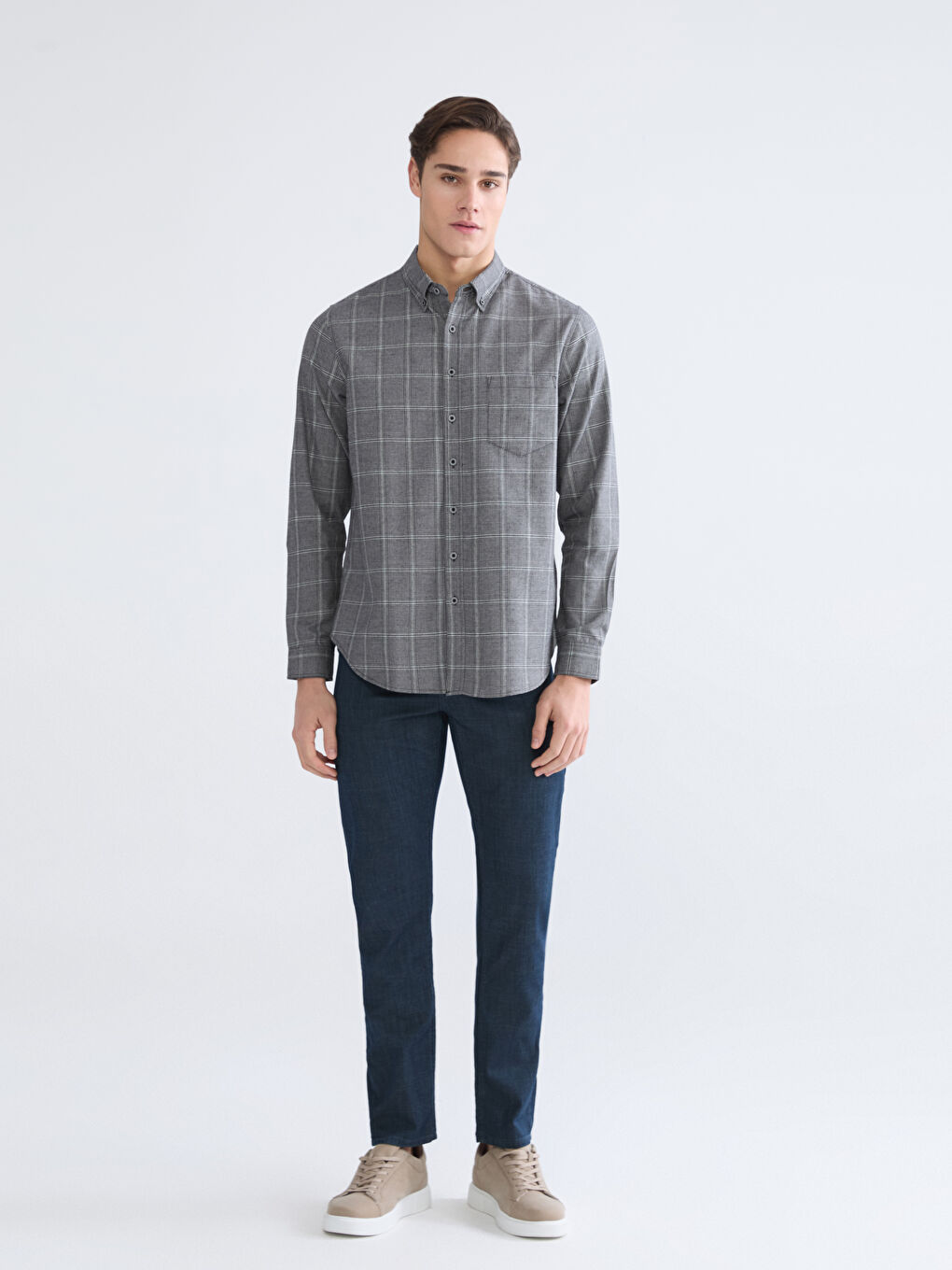 Regular Fit Plaid Shirt for Men-1