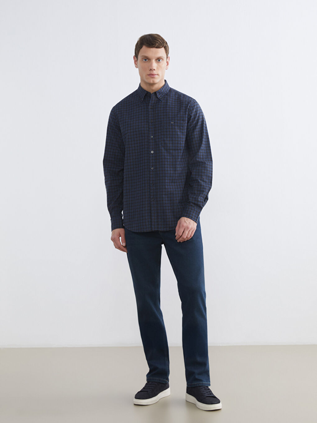 Regular Fit Plaid Gabardine Shirt-1