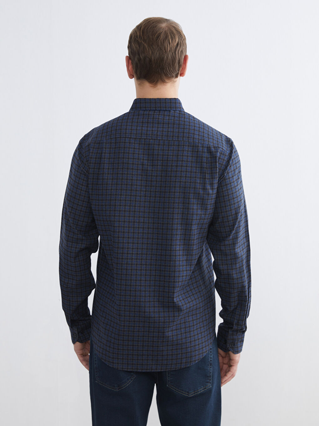 Regular Fit Plaid Gabardine Shirt-3