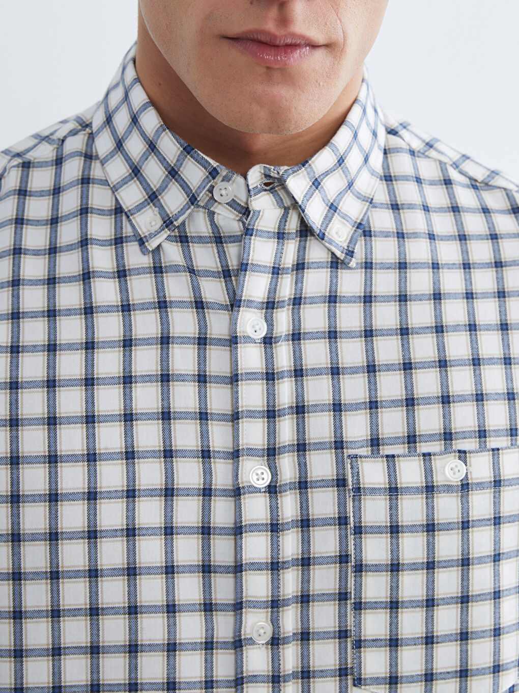 Regular Fit Plaid Gabardine Men's Shirt-2