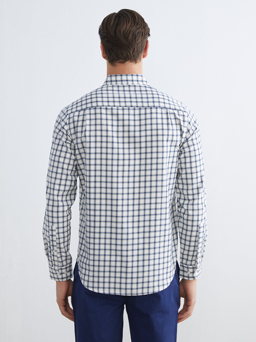 Regular Fit Plaid Gabardine Men's Shirt-3