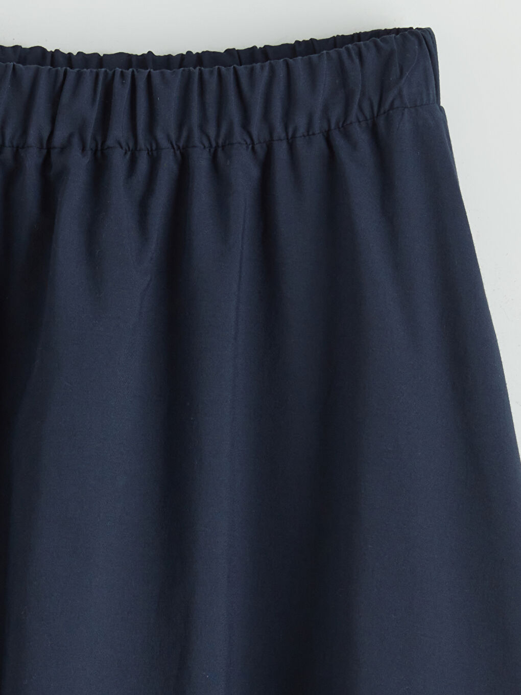 Lacivert Beli Lastikli Poplin Kloş Etek-5