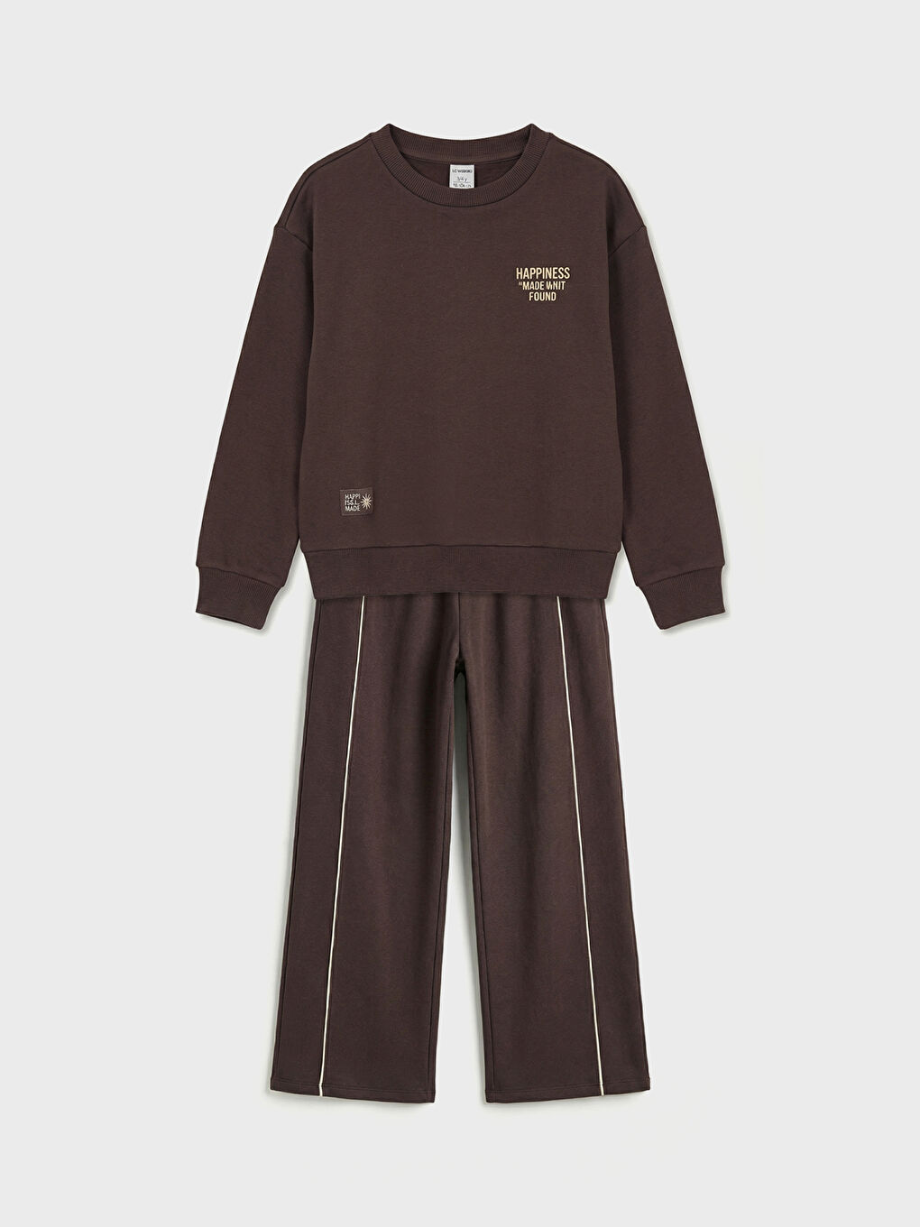 Mürdüm Bisiklet Yaka Kız Çocuk Kalın Sweatshirt ve Eşofman Altı