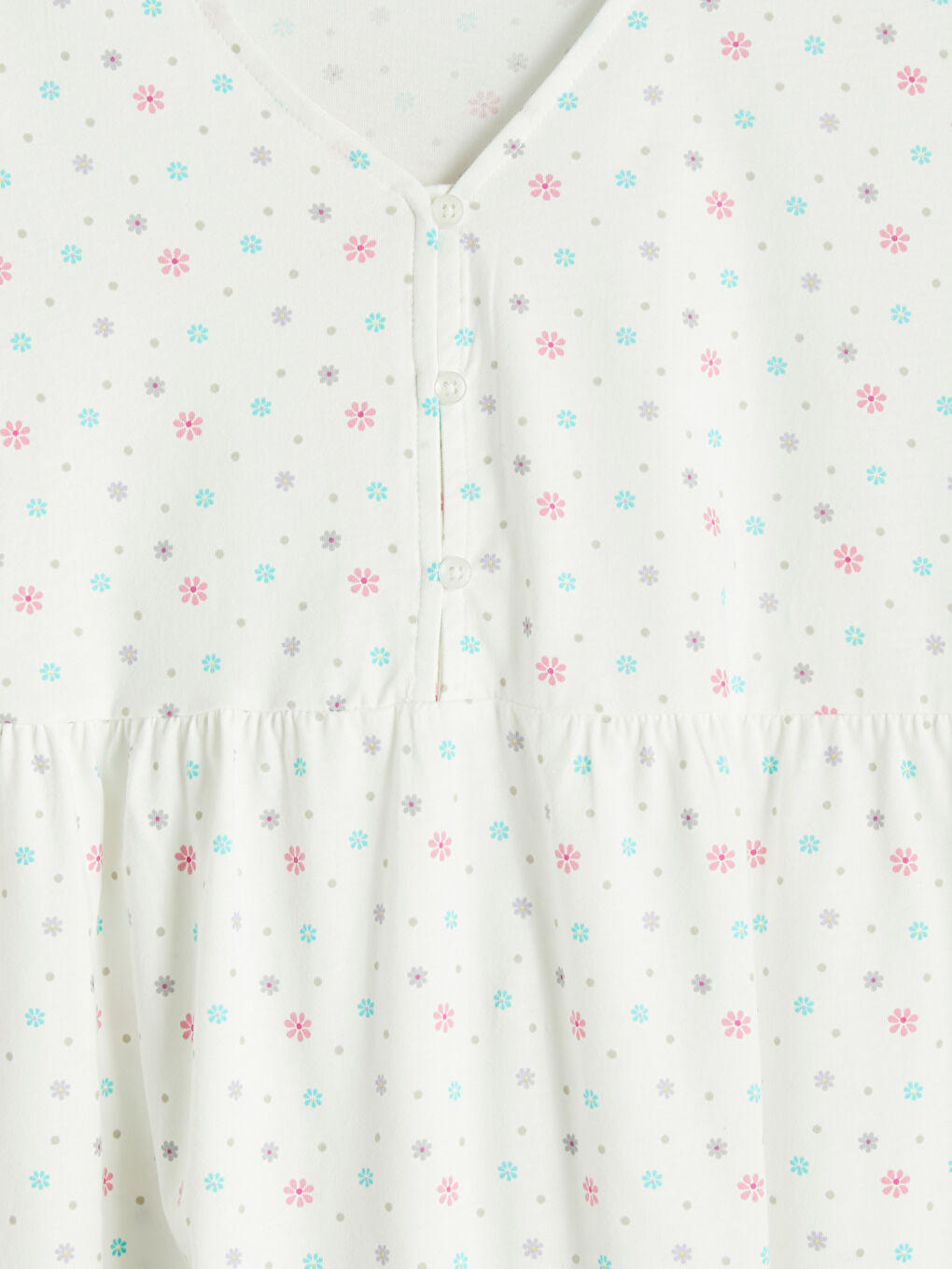 Ekru V Yaka Çiçekli Hamile Gecelik-1